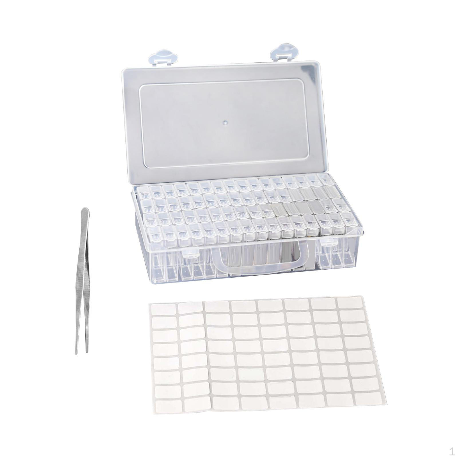 

Bead Storage Containers Craft Case with Label Stickers 64 Grids Portable Tools Boxes for