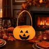 Halloween Candy Bag Pumpkin for Kids, Reusable Non-Woven Trick or Treat Bucket, Smile Bucket Face Snack Holder Basket with Handle Party Favors