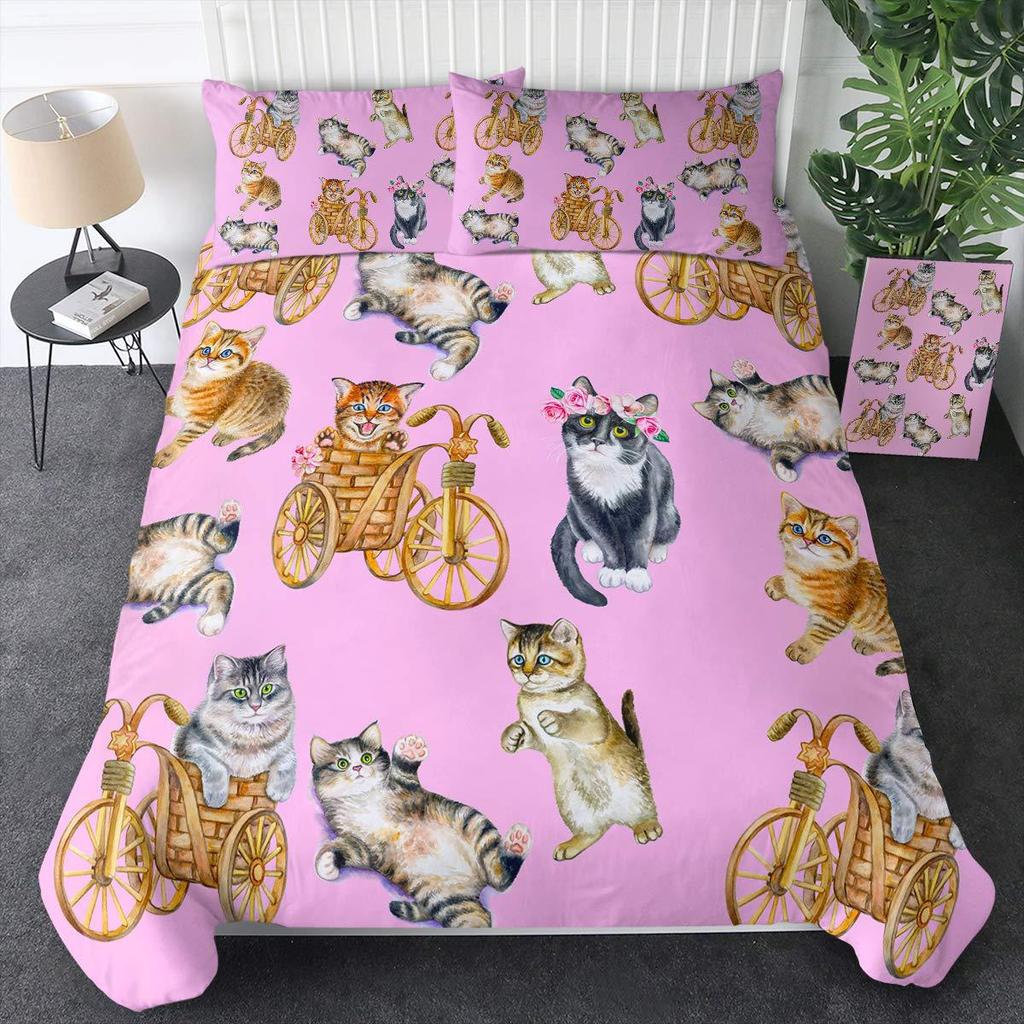 Cute Cartoon Animal Bedding Three-Piece Quilt Cover
