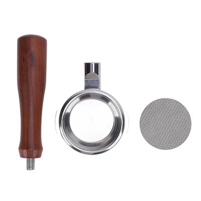 Portafiltru cafea fără fund de 58 mm Mâner din lemn din oțel inoxidabil Portafiltru portabil pentru cafea pt