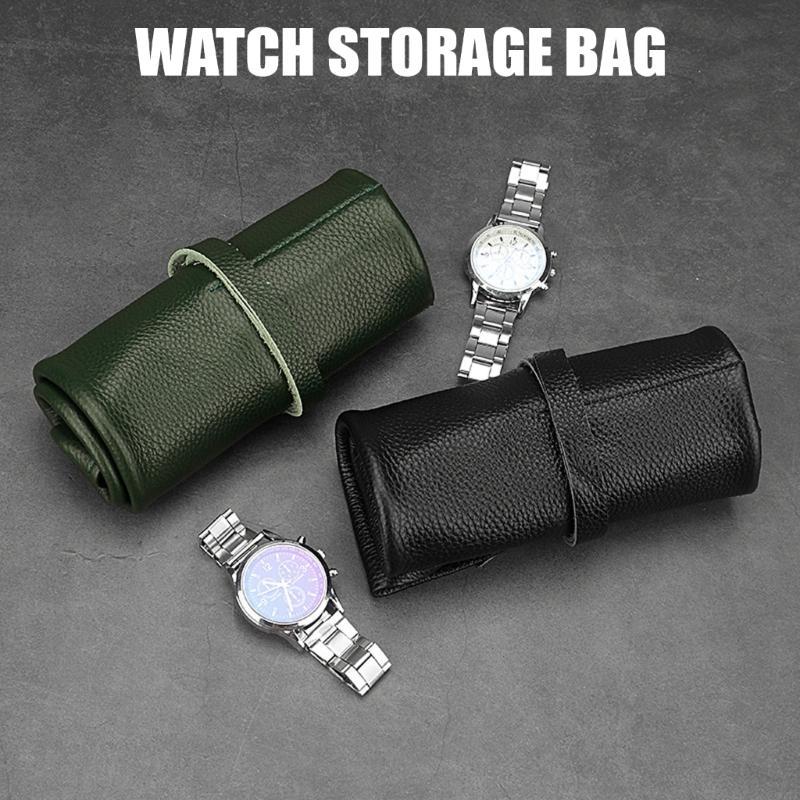 Couros de Vaca Relógio Mecânico Protetor Rolo Estojo para Relógios Protetor de Relógios Mecânicos com Interior de Veludo Macio X3UC