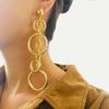 Summer 2023 Elegant Vintage Alloy Long Circle Earrings For Women Fashionable Geometric Design