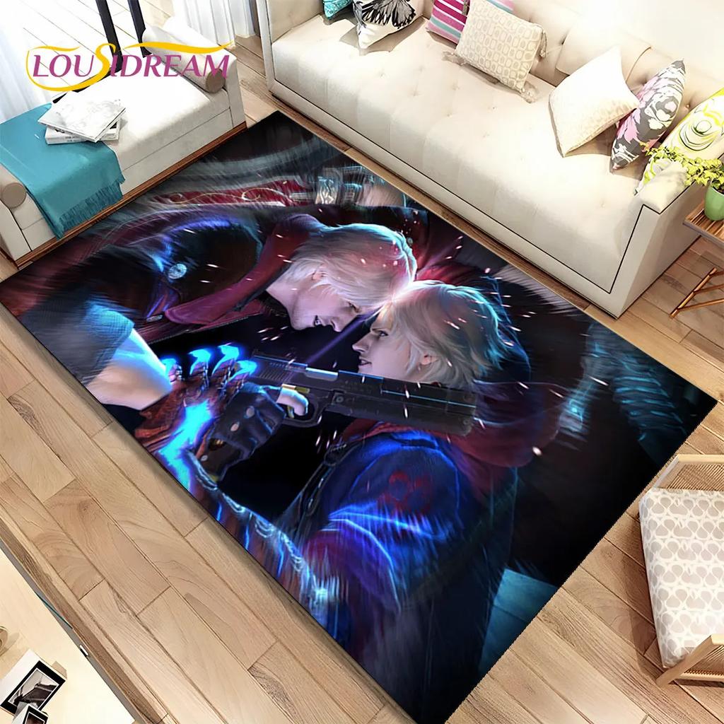 Tapis de jeu 3D HD D-Devil May Cry DMC, Tapis de sol pour salon, chambre à coucher, canapé, paillasson décoratif, tapis de sol antidérapant pour enfants