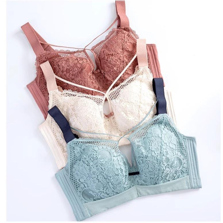 

Thin large-size underwear in summer, women s big breasts show small steel-rimless bras gather together, hold up secondary breasts, bras, anti-sagging 34/75B