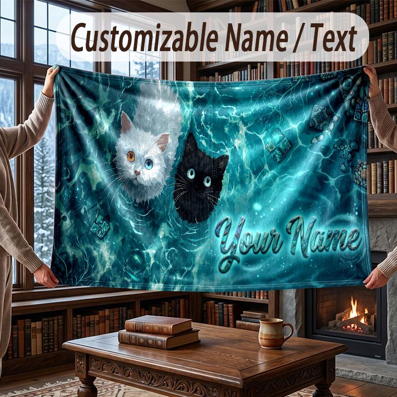 Octopus Sea Life Theme Throw Blanket Custom Name Text Personalized Blanket Soft Cozy Blanket for Home Sofa Bed