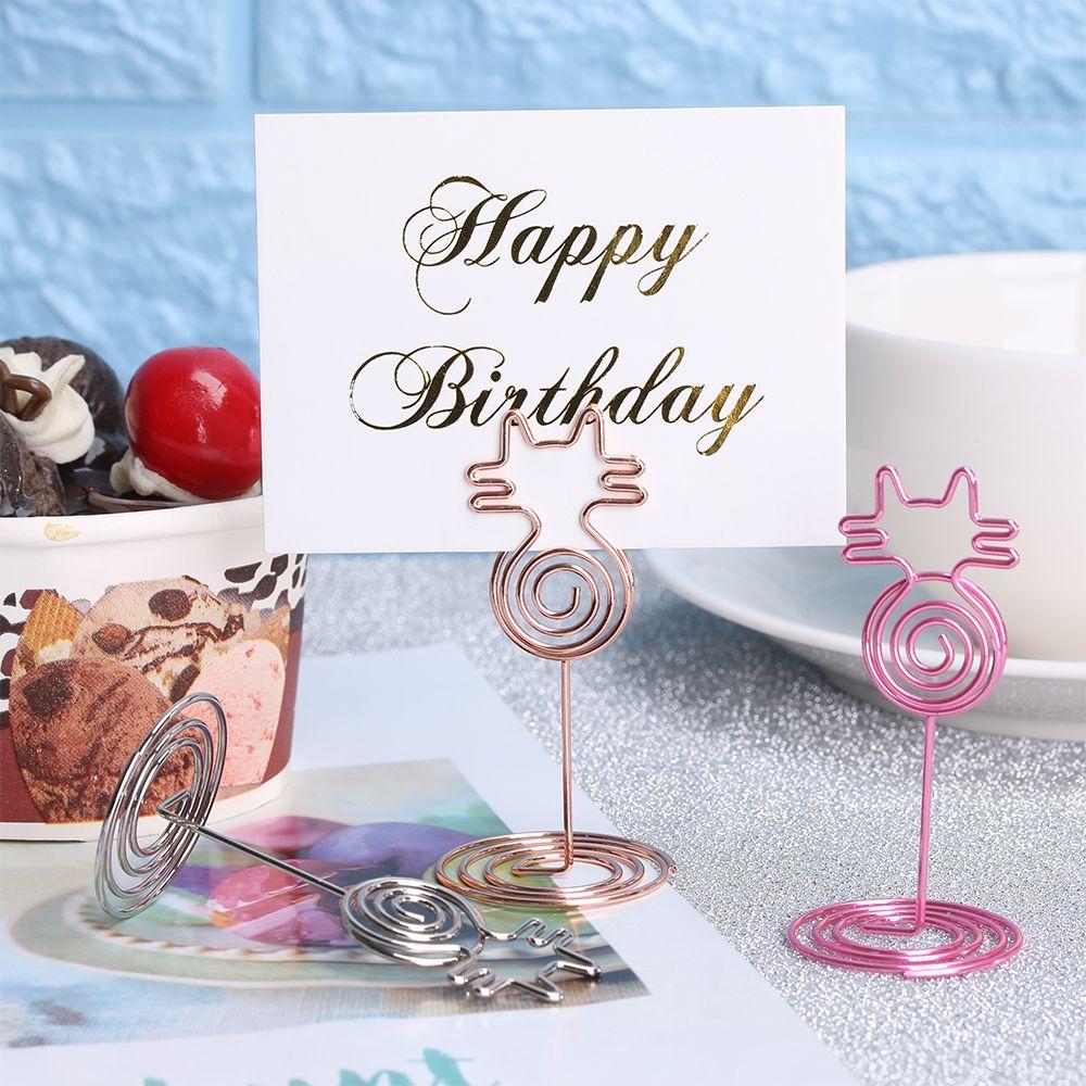 Supplies Desktop Decoration Cat Shape Clamps Stand Photos Clips Table Numbers Holder Place Card
