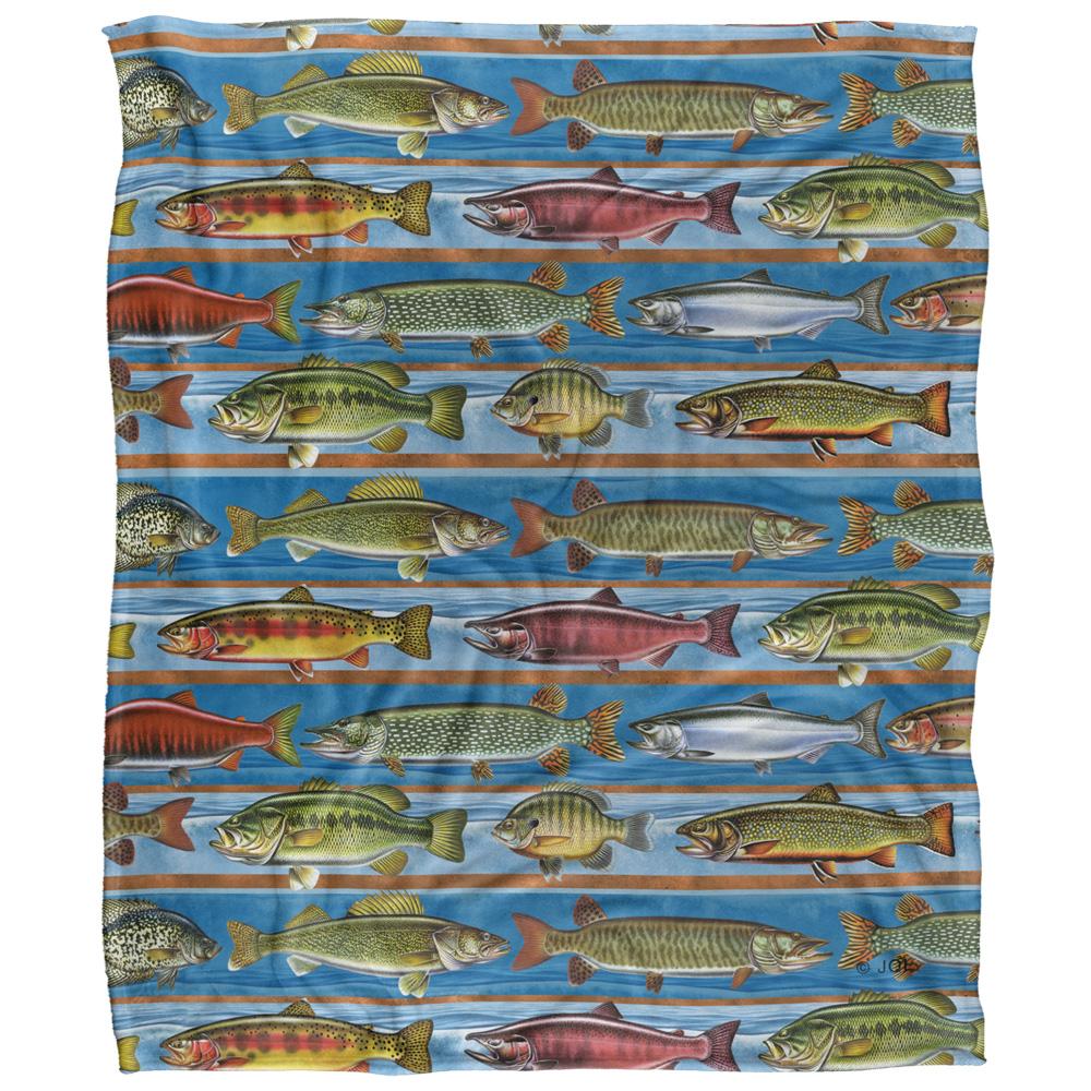 JQ Licensing Silky Patterned Fishing Supersoft Blanket