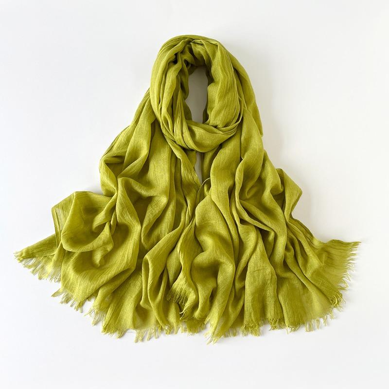 Solid Color Scarf Shawl Fashion Literary Cotton and Linen Scarf Red Silk Scarf Women's Desert Travel Shawl