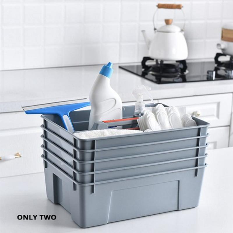 1Pcs 2-Grid Divider Tool Storage Box Portable Plastic Hardware Toolbox With Handle Handheld Basket Storage Box