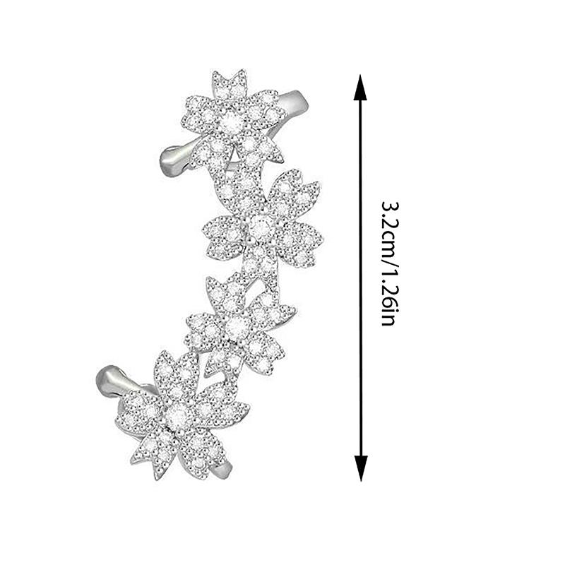 1 Stück Trendiger Schlichter Zirkonia Blumen Ohrklemme Ohrring Ohne Piercing Für Damen Funkelnder Ohr Manschetten Clip Party Hochzeit Schmuck Geschenk