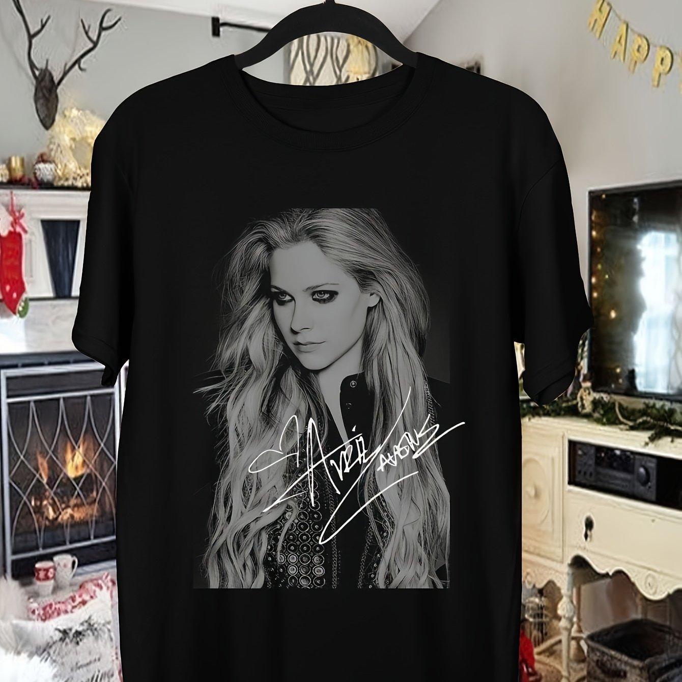 

Avril Lavigne Signature Pattern SpringSummer New Style Unisex Casual Unisexs Cotton Tshirt M