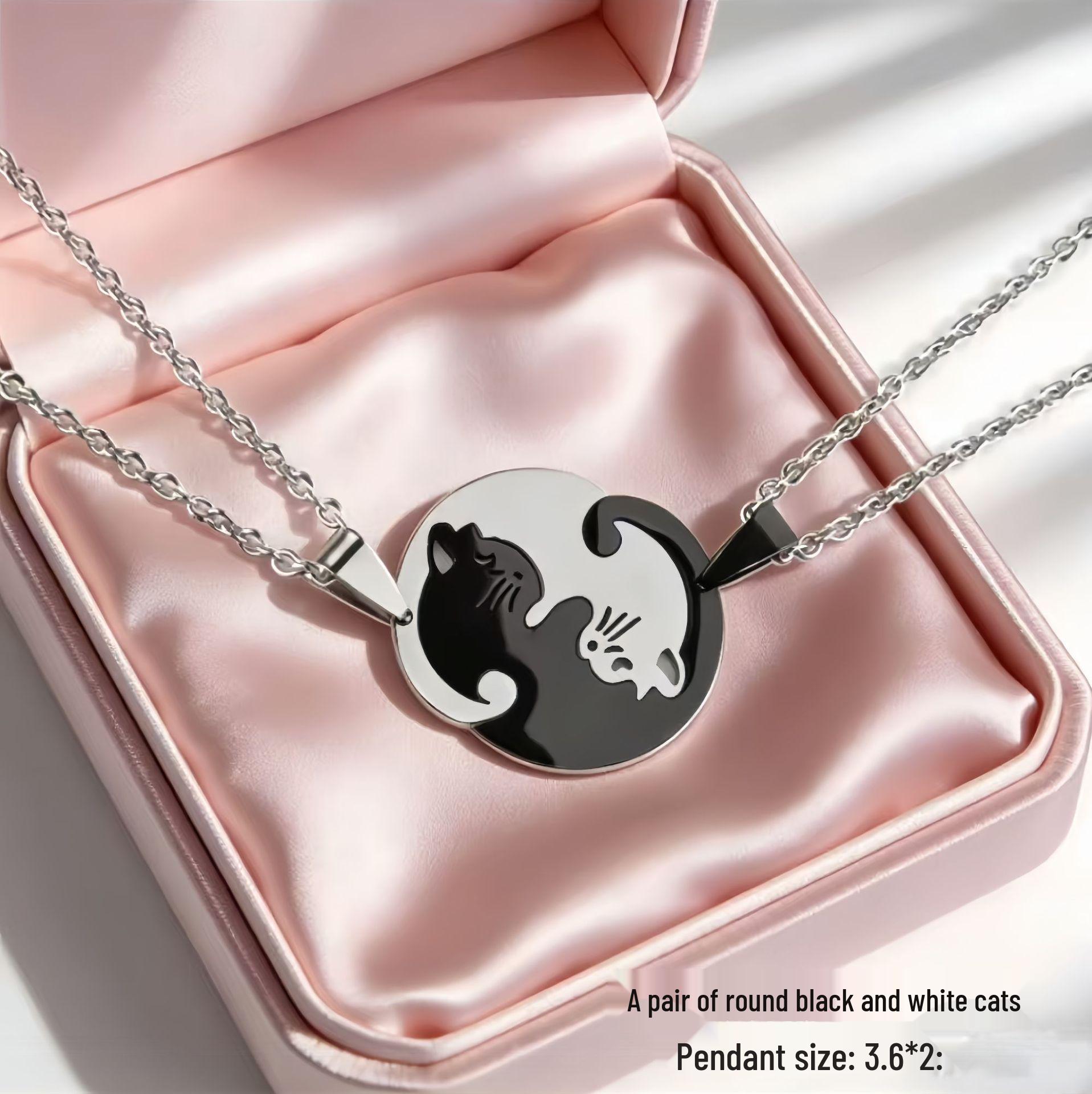 Women s Colorfast Titanium Steel Heart Necklace Puzzle Set