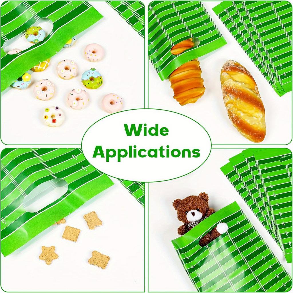 50 Pcs Football Party Candy Goodie Bags Football Field Plastic Gift Party Favors Football Snack Treat Bags for Game Day Sports Events Birthday Party