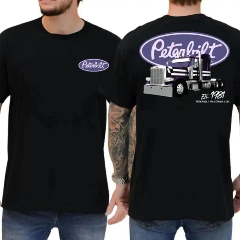Peterbilt 1981 Edition T-Shirt, Purple Semi Truck & Oversized Logo Graphic. XL