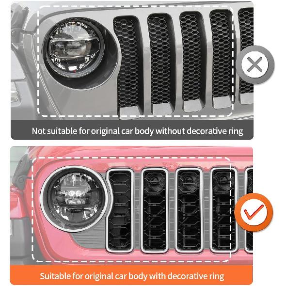 JeCar Grill Erts For Jeep Wrangler JL JLU 2024+ Grill Covers & Headlight Covers Trim Kit Accessories (Red)