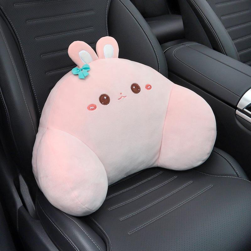 1 Set Auto Interior Decoration Car Headrest Neck Pillows Cute Cartoon Plush Waist Pillow Back Cushion Diy Accessories