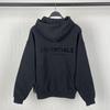 2022 Trendy Brand Essentials Black Flocking Hooded Sweatshirt with Front & Back Design