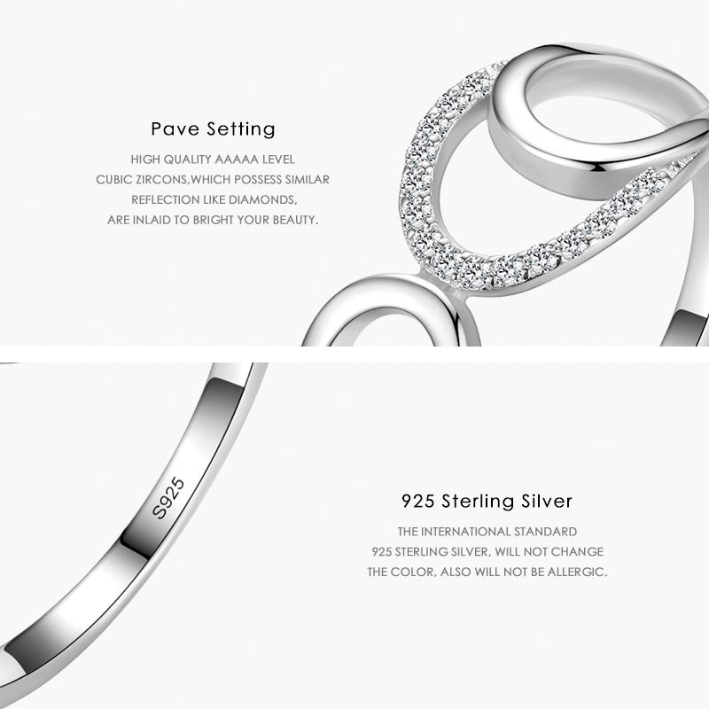 MODIAN Inel cu design geometric din argint Linia de argint sterling 925 Inele CZ clare pentru femei Bijuterii pentru nunta