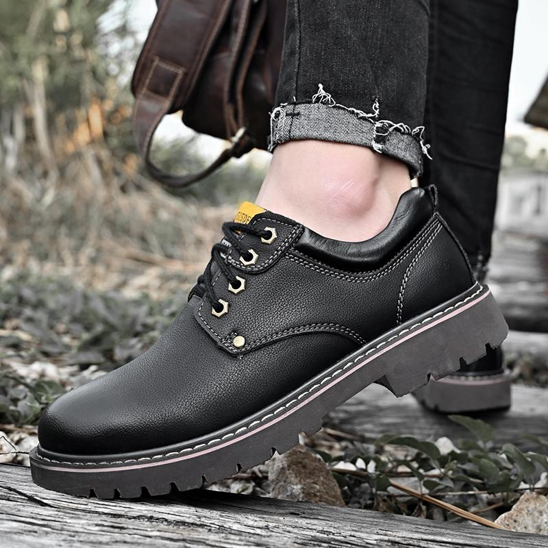 Newest Spring Genuine Leather Shoes Men Lace Up Thick Bottom Outdoor Wear-Resistant Tooling Male Shoes Casual Sneakers Men Footwear
