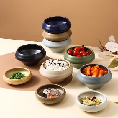 Japanese Vintage Stoneware Bowl Creative Tall Fruit Dishes Ceramic Rice Salad Dessert Bowl Kitchen Spice Plate Kitchen Tableware