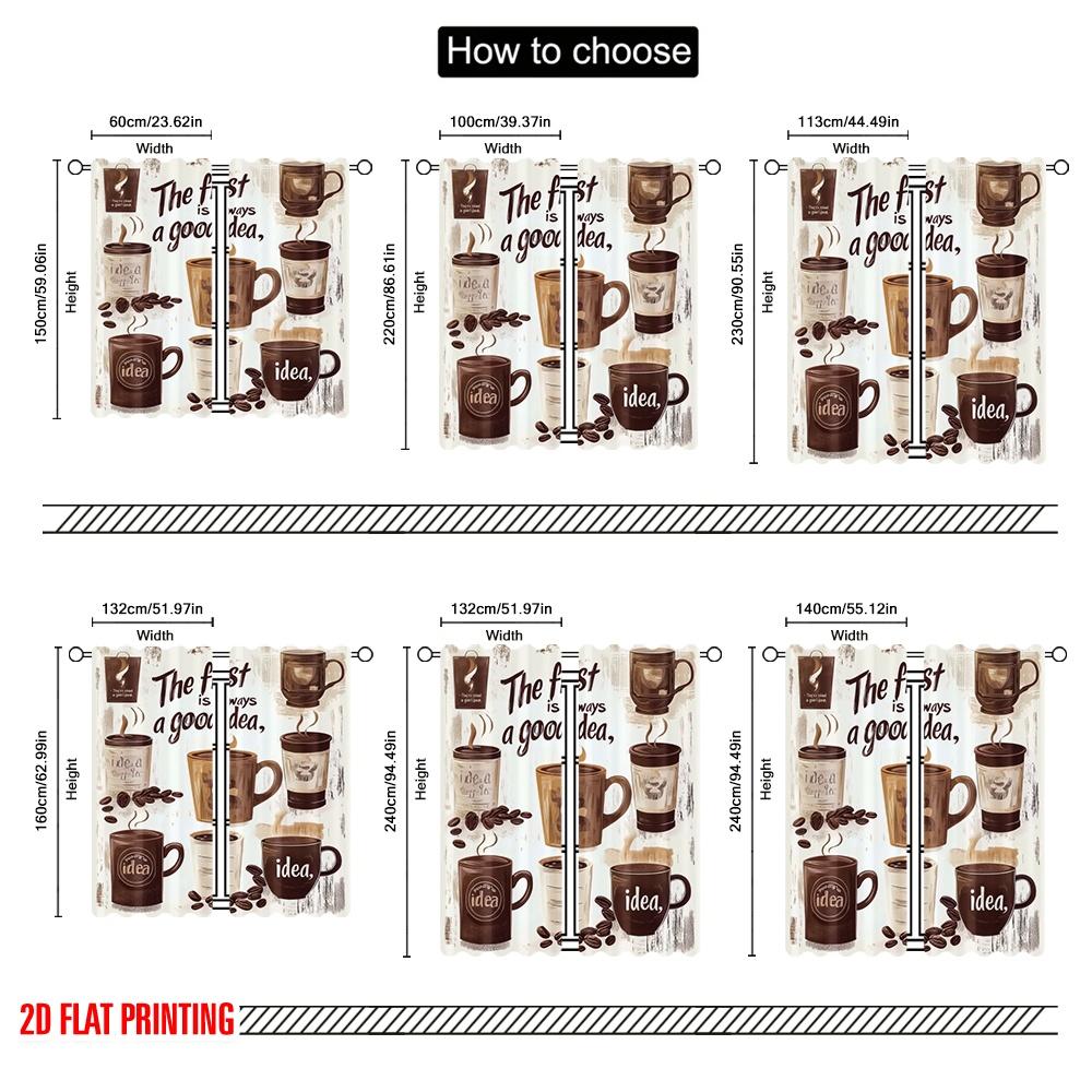 2 st, 2D platt tryckta Gardiner Digitaltryckta Kaffeinspirationer Polyestervävda (utan spö) Festlig Ldeal för Vardagsrum,