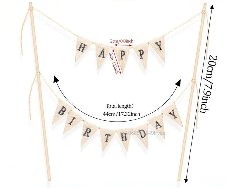 Birthday Cake Flag Topper Baking Decor Happy Party Birthday Decor With Letter Creative Cloth Birthday Flags DIY Cake Decor