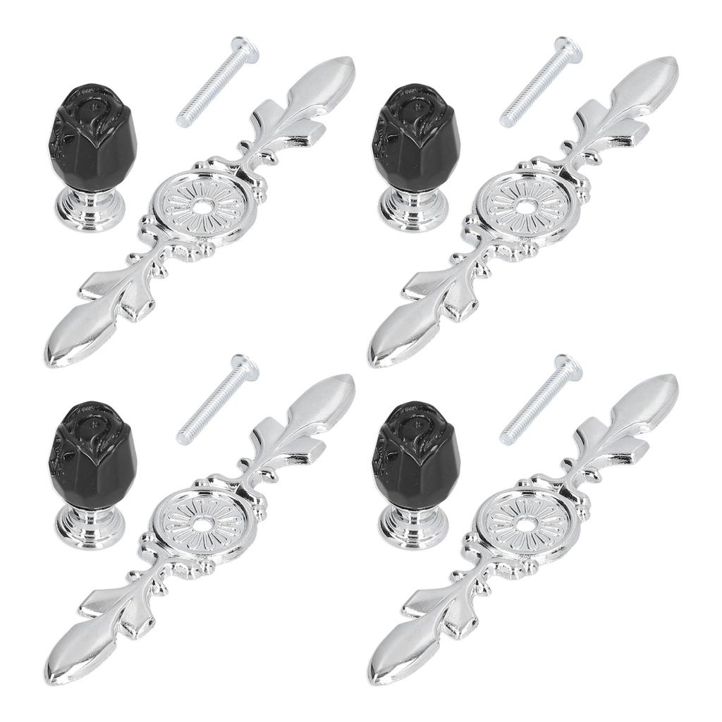 4 Pcs Crystal Handle with Plate European Style Modern Simple Pulls Handles for Drawer Dreser Cabinets