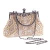 Women's Vintage Floral Beaded Rhinestone Embroidery Clutch Crossbody Bag with Chain Evening Handbag for Wedding Party Evening Clutch Bag for Women