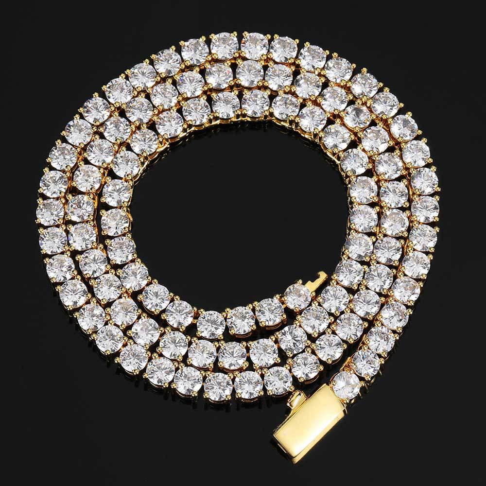 

1/8/K Plated Iced Out Cz Chain Jewelry Tennis Choker Necklace Mens Hip Hop Cubic Zirconia Tennis Chain For Women Luxury Jewelry 16 inch(40.64cm)&3mm Width золотий