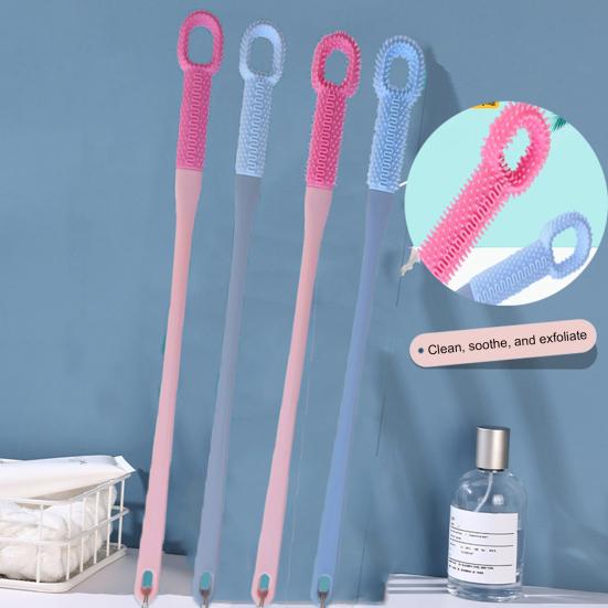 2 Pcs Toe Cleaning Brush Silicone Foot Scrubber with 15.7" Long Handle Soft Cleaning Shower Brush Foot Care Tool for Seniors Elderly Men Women