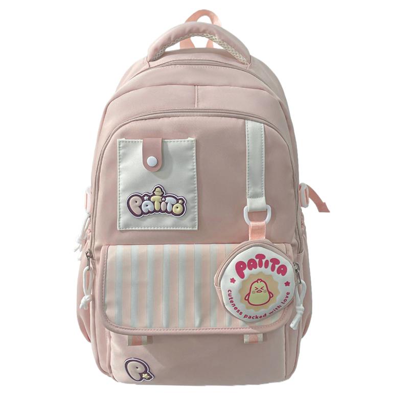Color Block Student Schoolbag Women College Style Backpack