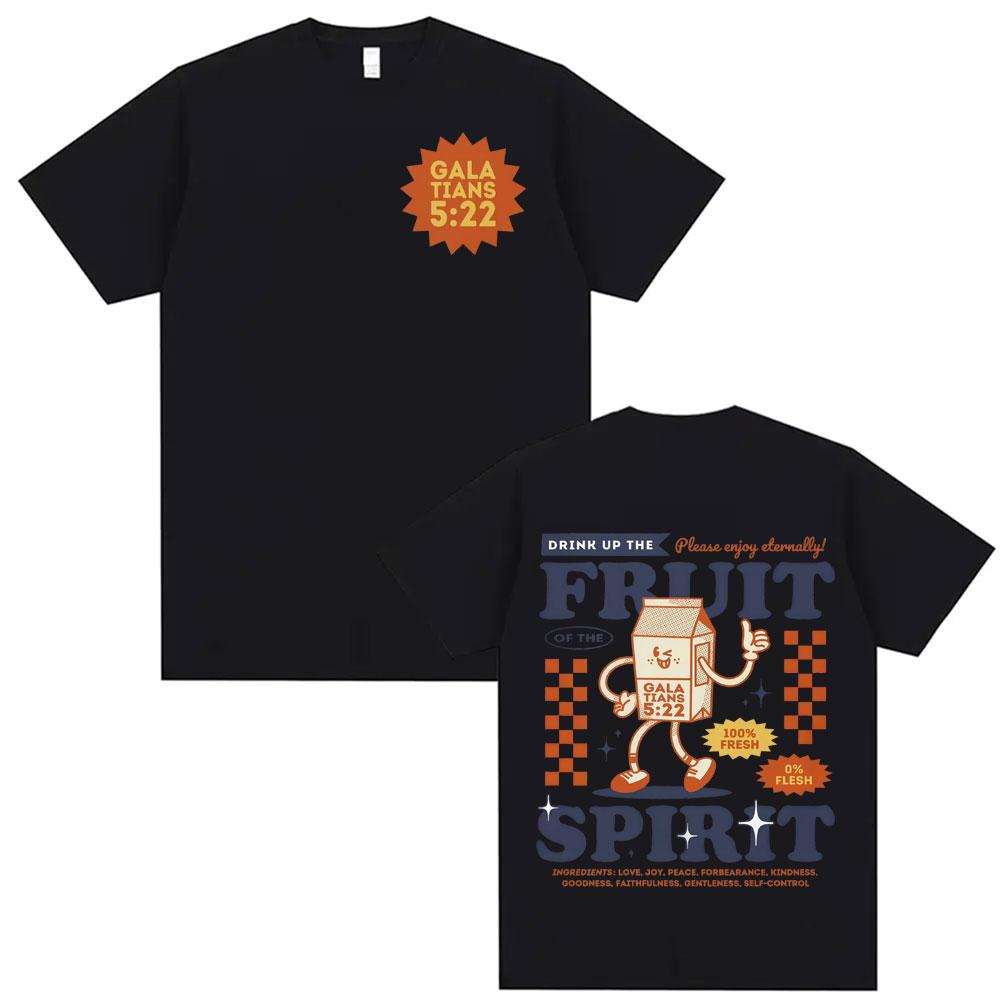 Retro Christian Fruit of The Spirit Jesus Tshirts Unisex Clothing Harajuku Aesthetic Bible T Shirt Unisex Summer Oversized Tshirt