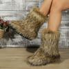 Women's Faux Fox Fur Large Size Soft Sole Winter Warm Fur One Snow Boots Padded Lined Ankle Boots Non-Slip Hiking Casual Sports Fur Cotton Boots