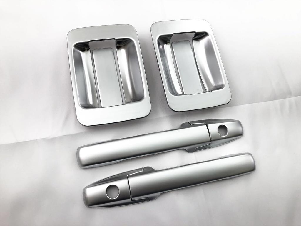 BRIGHTZ Door Handle Covers and Knob Plate Satin Silver Smart Key Compatible JJ J1 J2 1 2 N VAN Van N-VAN JJ1/JJ2 Set, Plated, [DHC-NOBU-488] N-VAN