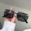 Men'S Handsome Fashion Leopard Head Trimmed Frameless Ocean Sheet Sunglasses Light Luxury Double Beam Driving Sunscreen Sunglasses