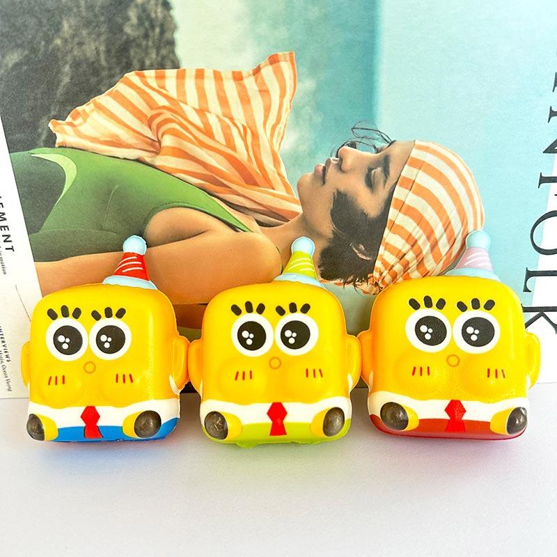 SpongeBob SquarePants Cute Pinch Music Slow Rebound Stress Relieving Toy SpongeBob Cartoon Pendant Small Gift Random