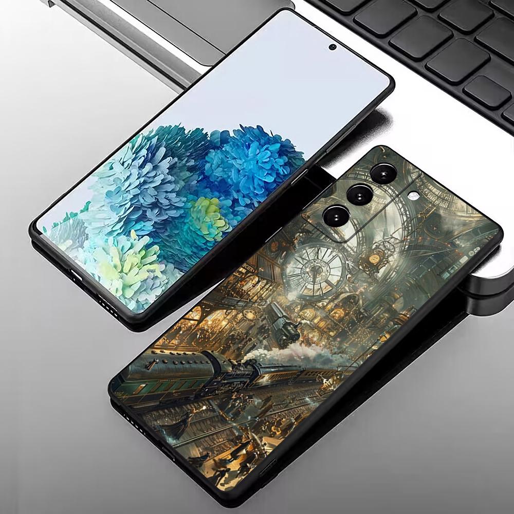 Steampunk Fantasy City Phone Case For Samsung S25 Edge 24 23 22 21 20 Ultra Plus Fe Galaxy A54 53 34 25 16 Silicon Cover