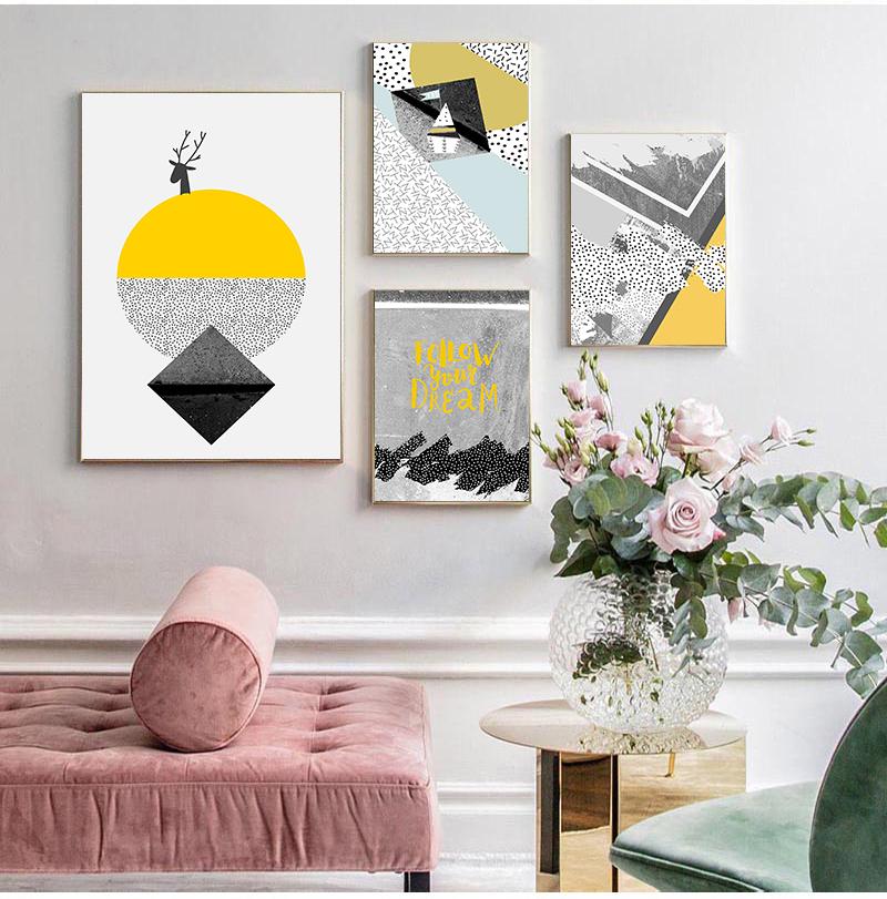 Modern Style Coloful Geometry Image Wall Art Prints Triangle Rectangle Canvas Paintings Home Decor Poster Workingroom No Frame