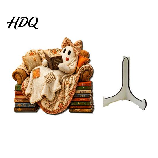Reusable Halloween Party Supplies Cute Ghost Ornament, Cartoon Festive Wooden Statue, Natural Wood Hanging Ornaments Creative Ornament for Home
