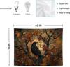 Halloween Gothic Tapestry, Halloween Black Raven Tapestry Wall Hanging, Dark Academia Halloween Black Crow Wall Art Blanket for