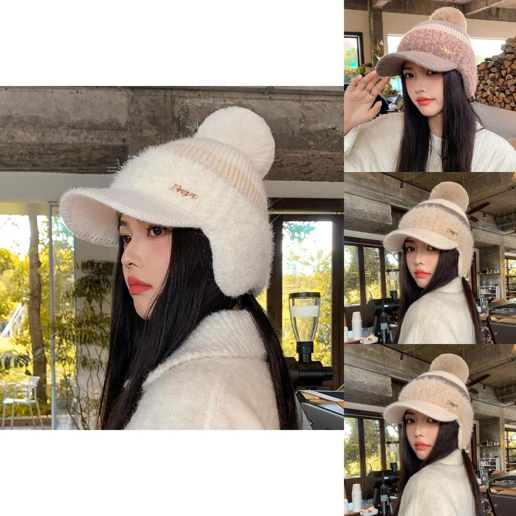 Wool Blend Knit Cap Women Winter Thick Warm Earmuff Newsboy Style For Daily Wear