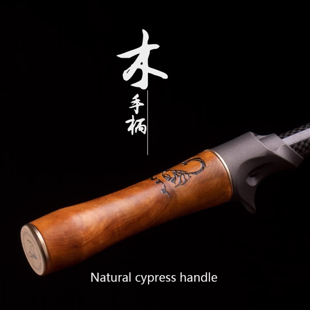 Ultralehký rybářský prut z uhlíkových vláken, rybářský prut s UL Power, rukojeť z masivního dřeva, pevný vršek, ultra měkký rychlý rybářský prut pro přívlač/casting. (Barevné odlévání,