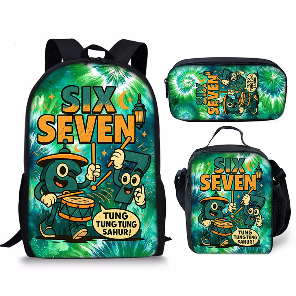 Hip Hop Popular Funny 67 Six Seven 3D Print 3pcs/Set Pupil School Bags Laptop Daypack Backpack Crossbody Lunch Bag Pencil Case