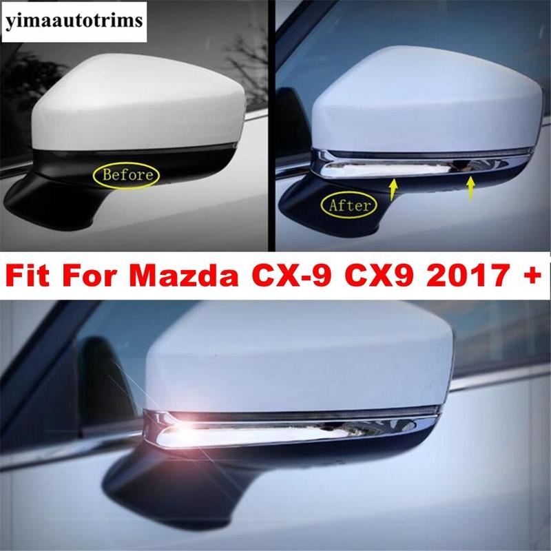 

Car Outer Door Rearview Mirror Overlay Strip Decoration Cover Trim For Mazda CX-9 CX9 2017 2018 ABS Chrome Accessories