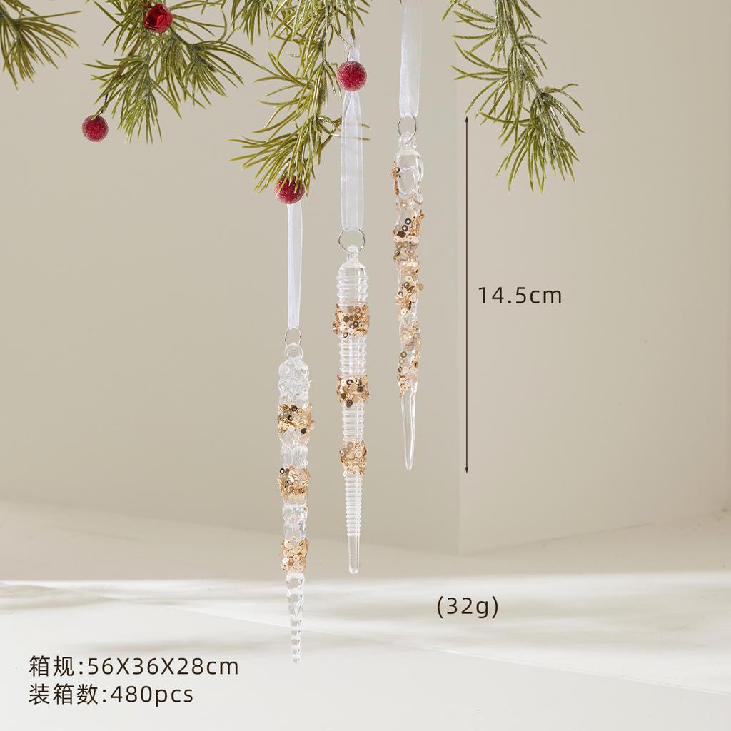 Metal Transparent Acrylic Christmas Ornament String Pendant for Tree Decoration, Festive Dress Hanging Decor with Crystal Effect