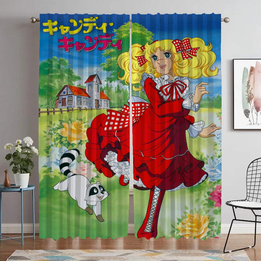 Space 2 Panel Covers Contemporary Living Room Space Curtains Home Interior Draperies Child for Halloween Ornament Candy Candy Window Drapery ideal