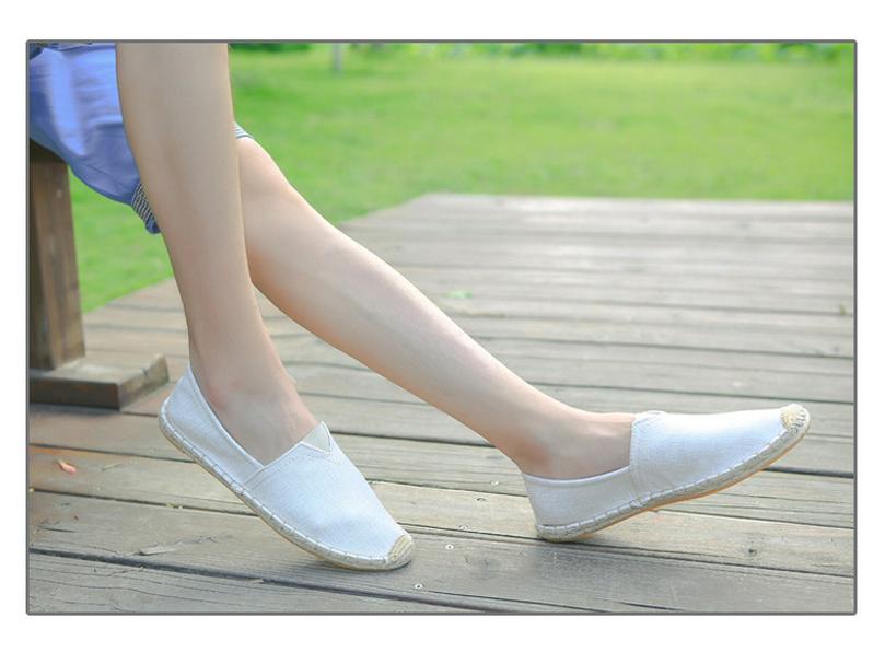 Plus Size Summer Slip-On Espadrilles: Casual Canvas Shoes with Linen Sole & Solid Color Hemp Rope Design