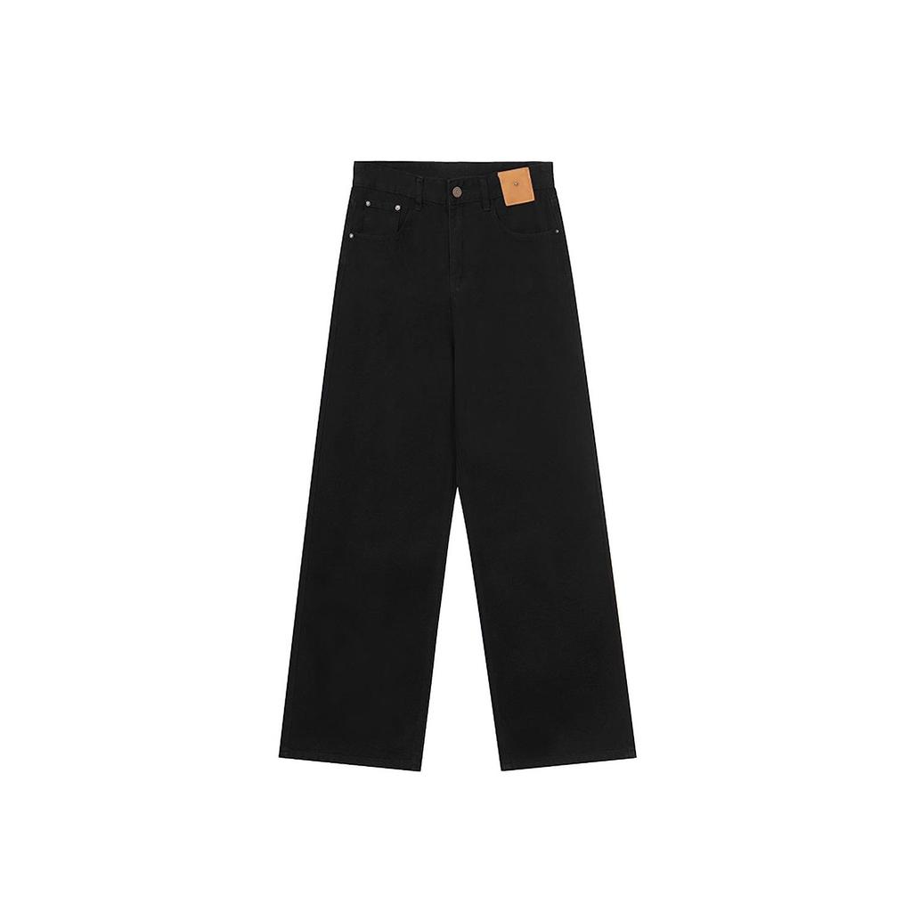Jeans Noirs Droits Taille Haute pour Femmes en Forme Poire - Coupe Ample, Grandes Tailles, Automne/Hiver
