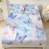 3Pc Dreamy Color Romantic Butterfly Print Coreless Bed Sheet Set Multiple Sizes Soft Comfortable Bed Cover Bedding Machine Washe