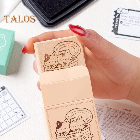 Kreskówkowy Kot Stempel Planera DIY Scrapbooking Tygodniowy Miesięczny Harmonogram Planowania Zegar Czasu Kalendarz Codzienna Lista Rzeczy do Zrobienia Dekoracyjne Drewniane Klocki Stempli